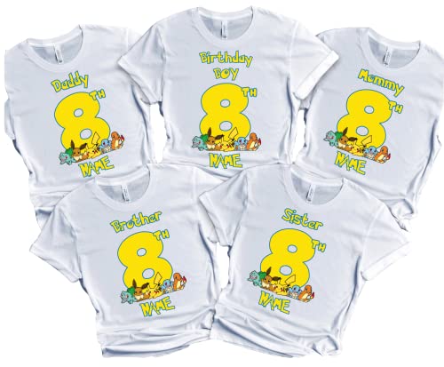T-shirt Birthday Boy Family Matching Tees Custom Name Age Gota Catch Them All Party