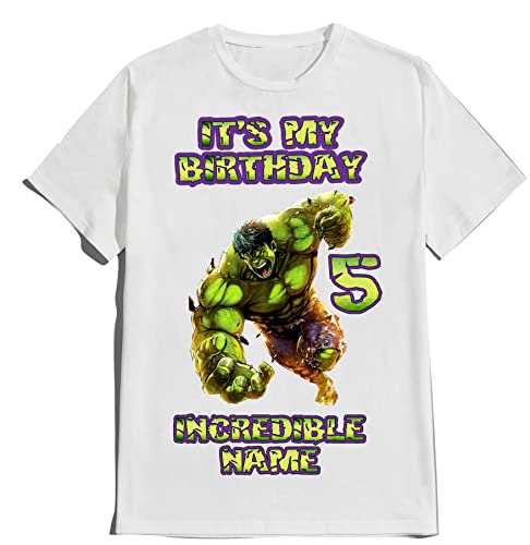 Incredible Avenger Green Birthday Boy Shirt Custom Super Hero Tees Kids Party Family Matching Super-Hero T-shirts