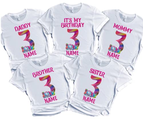 Birthday Shirt Colorful Gnomes Theme Boy Girl T-shirt Customize with Name and Age Tees Family Matching Shirts Kids party