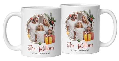 Mug For All The Family Gift Mug Personalized Christmas Design Ceramic Mugs with Name And Photo Customized Xmas Cups Gifts for Holiday All Family Gathering Tea Cup White Coffee Mug 11oz