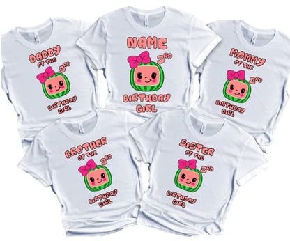 Birthday Shirt Melon Boy Girl Family Matching Shirts Kids party Custom Personalized with Name and Age