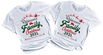Christmas Matching Shirts For All The Family Custom Gift Holidays Christmas Eve White Tshirt All Sizes Kids And Adults Personalized Customize Name Shirt
