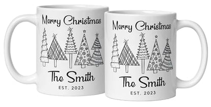Custom Matching Coffee Mug Gifts Personalized Christmas Design Ceramic Mugs with Name And Photo Customized Xmas Cups Gifts for Holiday All Family Gathering Tea Cup White Coffee Mug 11oz