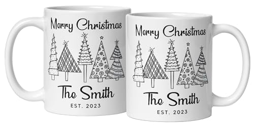 Custom Matching Coffee Mug Gifts Personalized Christmas Design Ceramic Mugs with Name And Photo Customized Xmas Cups Gifts for Holiday All Family Gathering Tea Cup White Coffee Mug 11oz