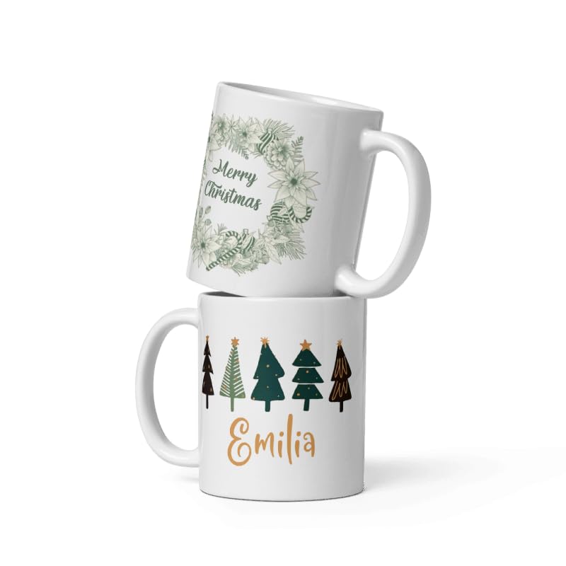 Custom Family Coffee Tea Mug Gifts Personalized Christmas Design Ceramic Mugs with Name And Photo Customized Xmas Cups Gifts for Holiday All Family Gathering Tea Cup White Coffee Mug 11oz