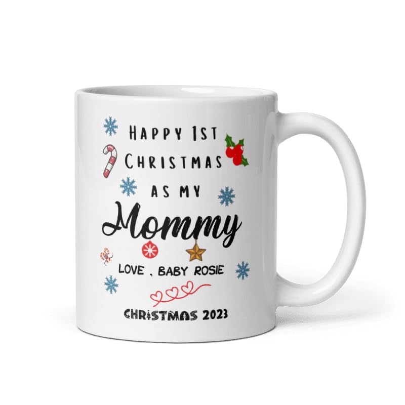 Custom Coffee Mug Gifts Personalized Christmas Design Ceramic Mugs with Name And Photo Baby Newborn Customized Xmas Cups Gifts for Holiday All Family Gathering Tea Cup White Coffee Mug 11oz