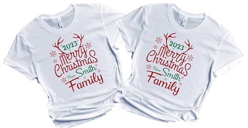 Christmas Matching Shirts For All The Family Custom Gift Holidays Christmas Eve White Tshirt All Sizes Kids And Adults Personalized Customize Name Shirt