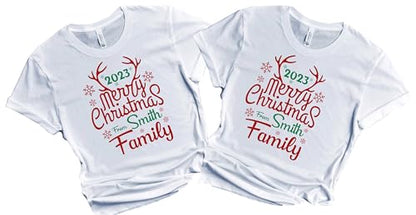 Christmas Matching Shirts For All The Family Custom Gift Holidays Christmas Eve White Tshirt All Sizes Kids And Adults Personalized Customize Name Shirt