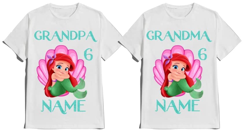 Mermaid Birthday Girl T-Shirt Family Custom Family Matching Ariel Tees