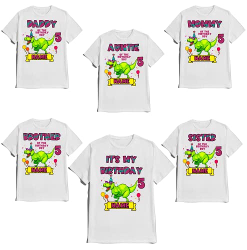 Dinosaur Birthday Shirt Dino Family Matching T-shirts Custom Tshirt Name Age Kids Party Tees