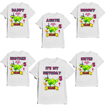 Dinosaur Birthday Shirt Dino Family Matching T-shirts Custom Tshirt Name Age Kids Party Tees