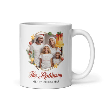 Mugs For All The Family Gift Holiday Personalized Christmas Design Ceramic Mugs with Name And Photo Customized Xmas Cups Gifts for Holiday All Family Gathering Tea Cup White Coffee Mug 11oz