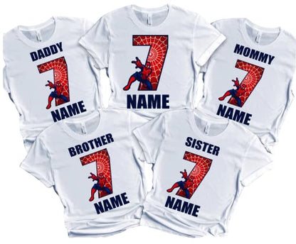 Spider Birthday Boy Shirt Family Matching Tees Superhero Shirts Super-hero tee