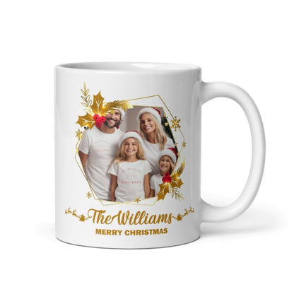 Custom Family Photo Mug Gifts Personalized Christmas Design Ceramic Mugs with Name And Photo Customized Xmas Cups Gifts for Holiday All Family Gathering Tea Cup White Coffee Mug 11oz