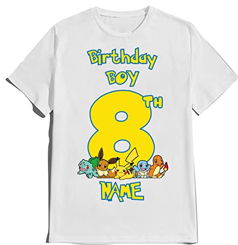 T-shirt Birthday Boy Family Matching Tees Custom Name Age Gota Catch Them All Party