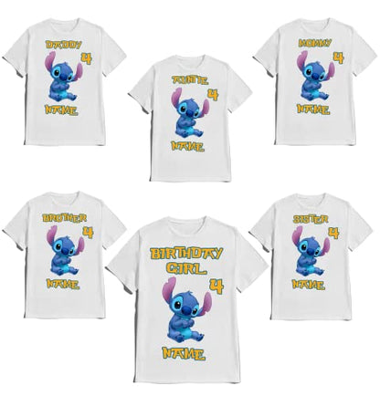 Stitch/Birthday Shirt Boy Lilo/Birthday Girl Tee Personalized Matching Family Tees Custom Shirts Kids Party T-shirts