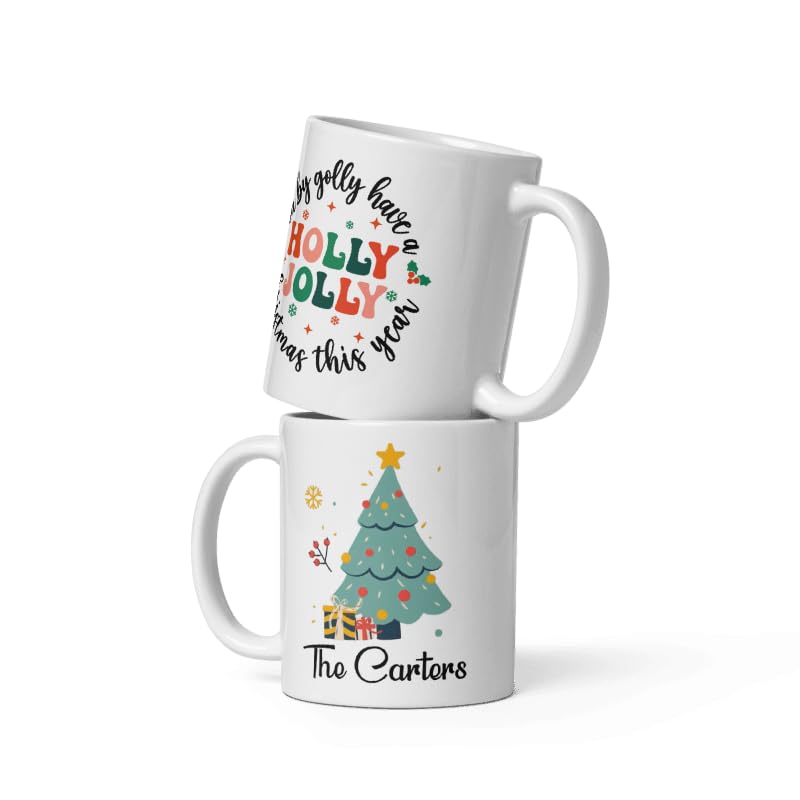 Custom Mug Gift Personalized Christmas Design Ceramic Mugs with Name And Photo Customized Xmas Cups Gifts for Holiday All Family Gathering Tea Cup White Coffee Mug 11oz