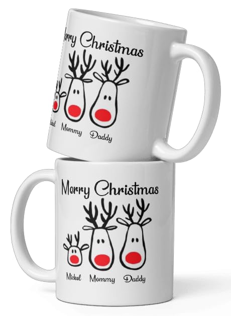 Custom Family Coffee Mug Gifts Personalized Christmas Design Mugs with Name And Photo Customized Ceramic Xmas Cups Gifts for Holiday All Family Gathering Tea Cup White Coffee Mug 11oz