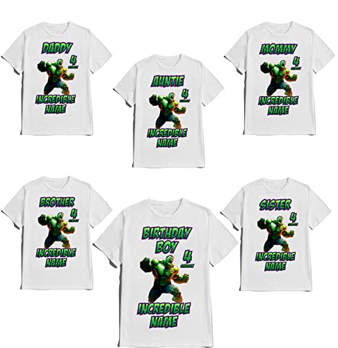 The Incredible Avenger Green Birthday Boy Shirt Customize Super Hero Tees Kids Party Family Matching Super-Hero T-shirts