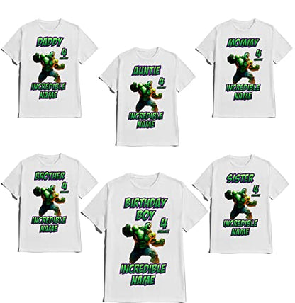 The Incredible Avenger Green Birthday Boy Shirt Customize Super Hero Tees Kids Party Family Matching Super-Hero T-shirts