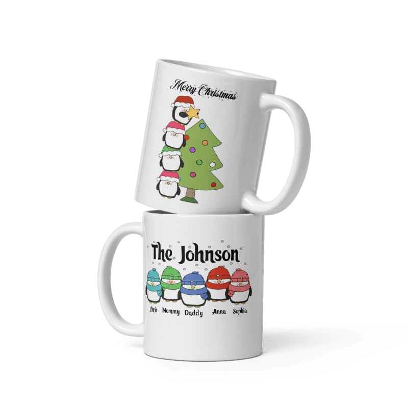 Custom Mug Gift Personalized Christmas Design Ceramic Mugs with Name And Photo Customized Xmas Cups Gifts for Holiday All Family Gathering Tea Cup White Coffee Mug 11oz