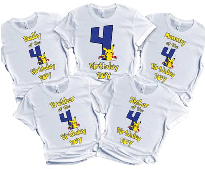 Birthday T-shirt Boy Custom Name Age Birthdayboy Shirts Family Matching Tees Gotta Catch Them All