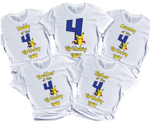 Birthday T-shirt Boy Custom Name Age Birthdayboy Shirts Family Matching Tees Gotta Catch Them All