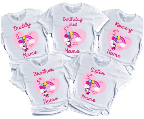 Hello Birthday Kitty Girly Shirt Family Matching T-shirts Birthday Girl Customize Tee Kids Party