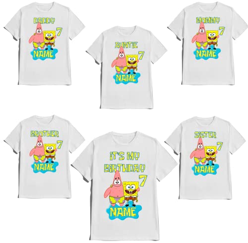 Birthday Sponge Boy Girl Family Matching Tshirts Custom Shirt Custom Name Age Kids Party Tees