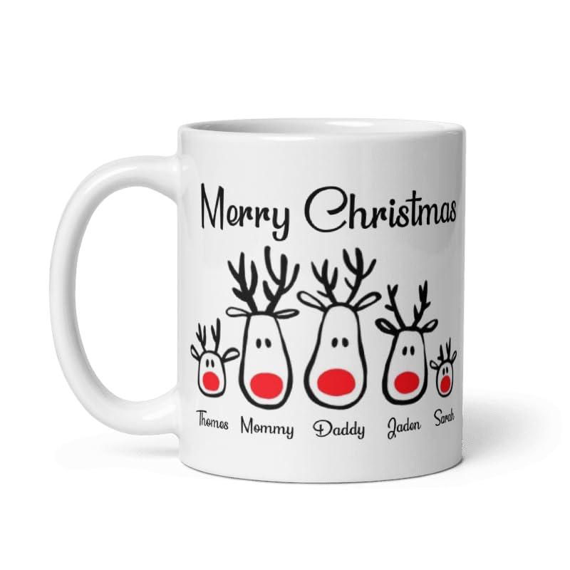 Custom Family Coffee Mug Gifts Personalized Christmas Design Mugs with Name And Photo Customized Ceramic Xmas Cups Gifts for Holiday All Family Gathering Tea Cup White Coffee Mug 11oz