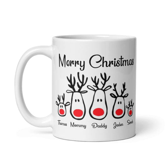 Custom Family Coffee Mug Gifts Personalized Christmas Design Mugs with Name And Photo Customized Ceramic Xmas Cups Gifts for Holiday All Family Gathering Tea Cup White Coffee Mug 11oz