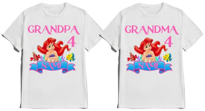 Mermaid Birthday Shirt Family Ariel Custom Family Matching Tees