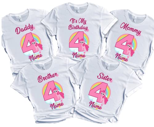 Birthday Pinky Girl Shirt Customize Pie Tees Family Matching Pony T-Shirts