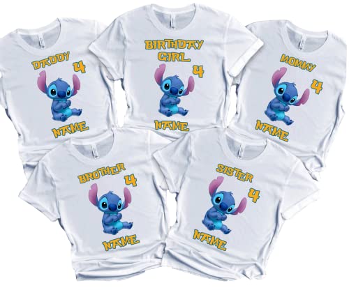 Stitch/Birthday Shirt Boy Lilo/Birthday Girl Tee Personalized Matching Family Tees Custom Shirts Kids Party T-shirts
