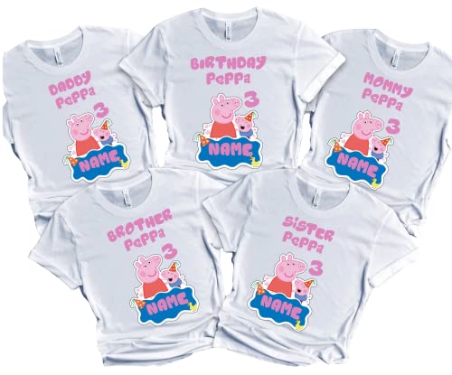 Birthday Boy Girl Piggy Shirt Matching Family Pepa Custom Tees Pig