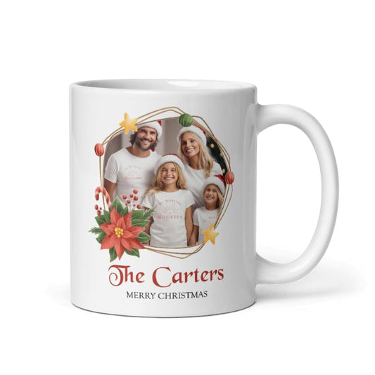 Custom Family Photo Mug Gifts Design Ceramic Mugs with Name And Photo Customized Xmas Cups Personalized Christmas Gifts for Holiday All Family Gathering Tea Cup White Coffee Mug 11oz