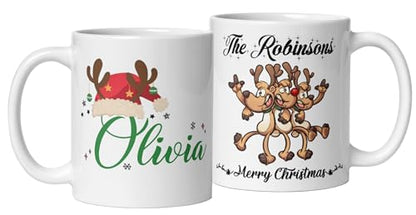 Family Custom Coffee Cup Gifts Personalized Christmas Design Ceramic Mugs with Name And Photo Customized Xmas Cups Gifts for Holiday All Family Gathering Tea Cup White Coffee Mug 11oz