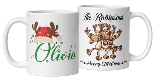 Family Custom Coffee Cup Gifts Personalized Christmas Design Ceramic Mugs with Name And Photo Customized Xmas Cups Gifts for Holiday All Family Gathering Tea Cup White Coffee Mug 11oz
