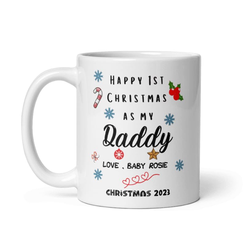 Custom Coffee Mug Gifts Personalized Christmas Design Ceramic Mugs with Name And Photo Baby Newborn Customized Xmas Cups Gifts for Holiday All Family Gathering Tea Cup White Coffee Mug 11oz