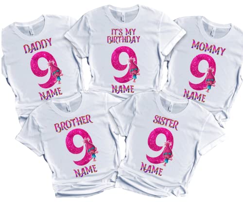 Birthday Shirt Colorful Gnomes Theme Boy Girl T-shirt Personalize with Name and Age Custom Tees Family Matching Shirts Kids party