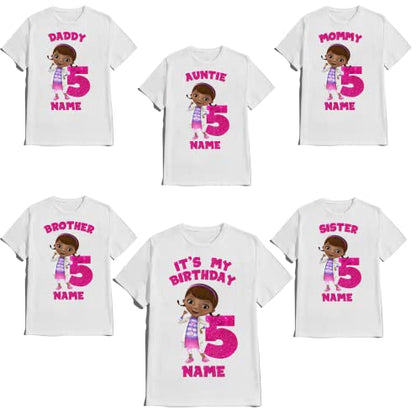 Birthday Girl Doc Shirt Custom Tees Family Matching Personalized T-shirt Name Age