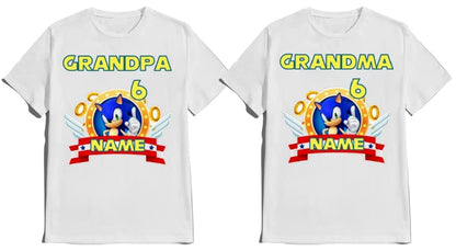 SuperHero sonic Birthday Boy Shirt Fast Blue Hedgehog T-shirt Birthday Boy/Girl Super Custom White Family Matching Tees