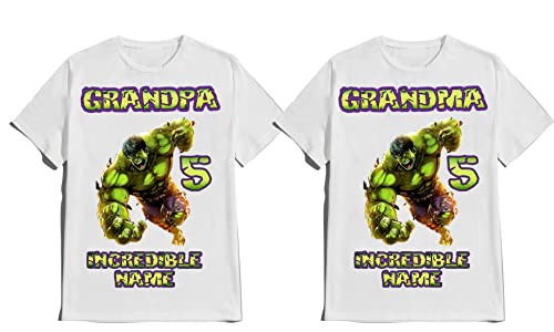 Incredible Avenger Green Birthday Boy Shirt Custom Super Hero Tees Kids Party Family Matching Super-Hero T-shirts