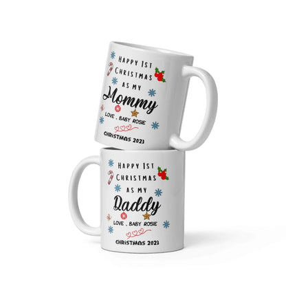Custom Coffee Mug Gifts Personalized Christmas Design Ceramic Mugs with Name And Photo Baby Newborn Customized Xmas Cups Gifts for Holiday All Family Gathering Tea Cup White Coffee Mug 11oz