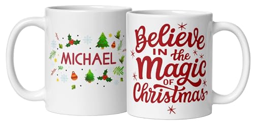 Custom Family Coffee Mug Gifts Personalized Christmas Design Ceramic Mugs with Name And Photo Customized Xmas Cups Gifts for Holiday All Family Gathering Tea Cup White Coffee Mug 11oz