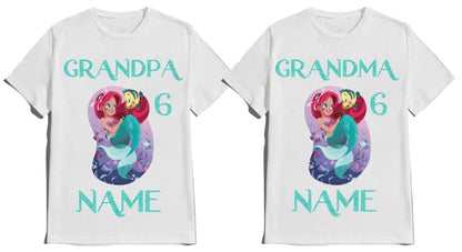 Mermaid Birthday Girl T-Shirt Family Customize Name Age Family Matching Ariel Tees