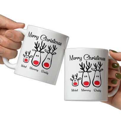 Custom Family Coffee Mug Gifts Personalized Christmas Design Mugs with Name And Photo Customized Ceramic Xmas Cups Gifts for Holiday All Family Gathering Tea Cup White Coffee Mug 11oz