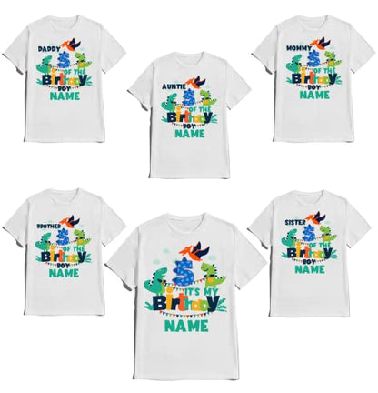 Dinosaur Birthday Shirt Dino Family Matching T-shirts Dinosaurs Custom Tshirt Name Age Kids Party Tees