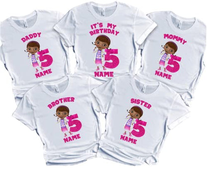Birthday Girl Doc Shirt Custom Tees Family Matching Personalized T-shirt Name Age