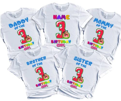 Birthday Shirt Melon Boy Girl T-shirt Family Matching Shirts Kids party Customize with Name and Age Tees